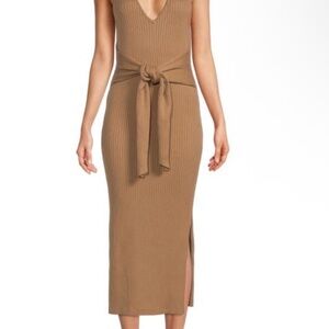 GOOD AMERICAN
Belted Cotton Rib-Knit Midi-Dress